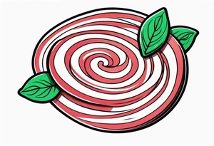 a peppermint candy with green swirls tattoo idea