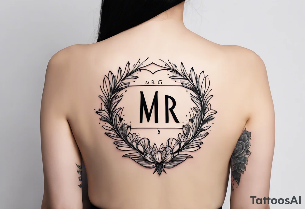 minimalist logo-style tattoo that consists only of the letters 'MRBG'. simple and not too fancy, just the clean and bold letters arranged in a stylish way. tattoo idea
