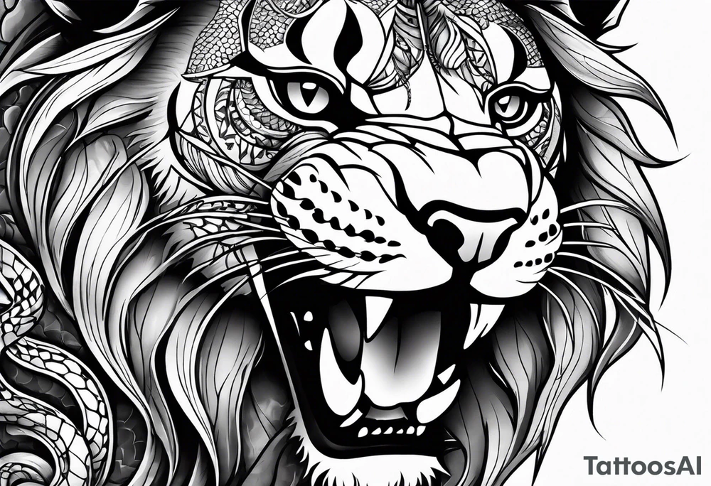 Half Lion eye half snakes eye tattoo idea