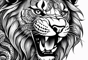 Half Lion eye half snakes eye tattoo idea