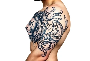 combined fierce leo and pisces tattoo idea