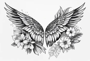 wing, flower, palm, sea tattoo idea