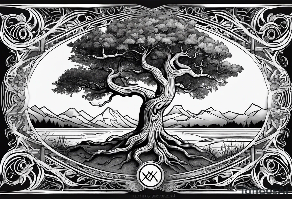 knurly yggdrasil with roots tattoo idea