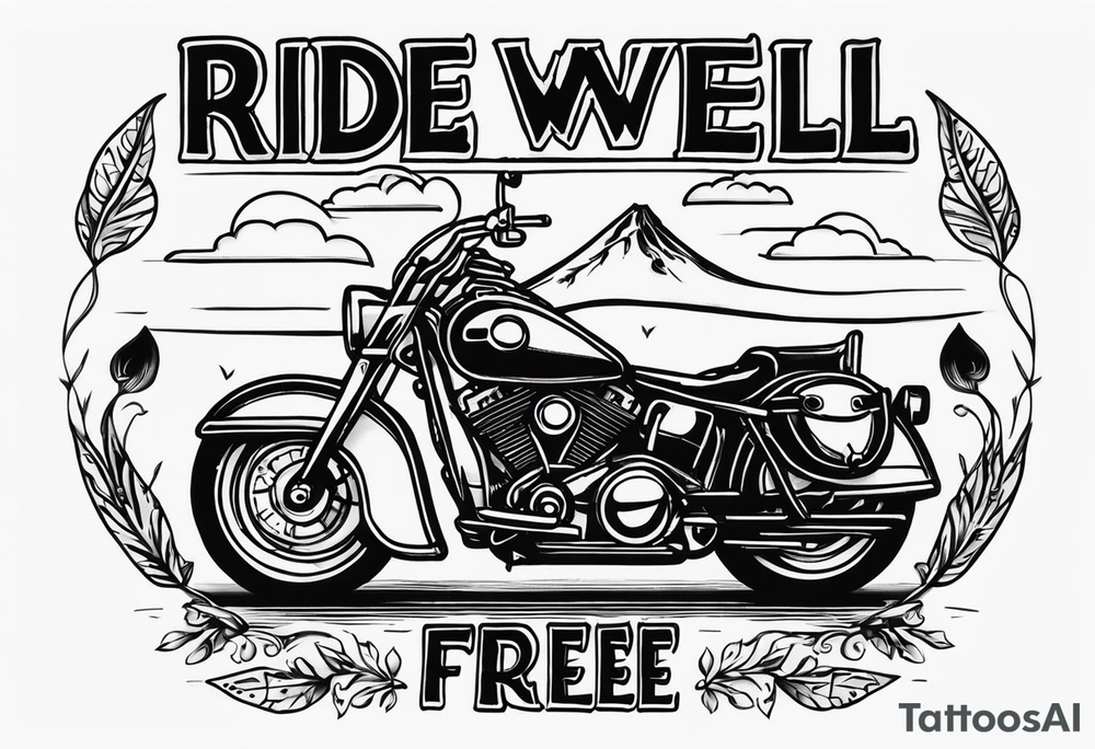 The words “ride well, ride free” tattoo idea