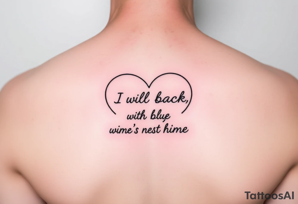 create a dainty heart with the outline "I will be back when the robins come home" tattoo idea