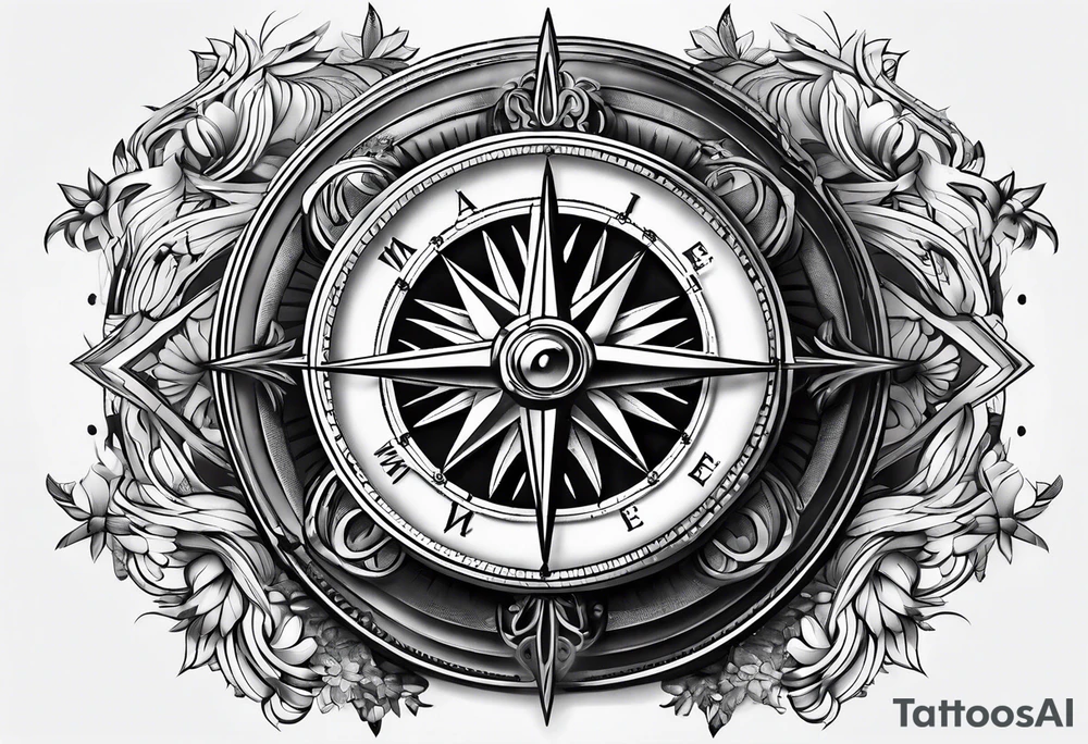3D compass tattoo idea