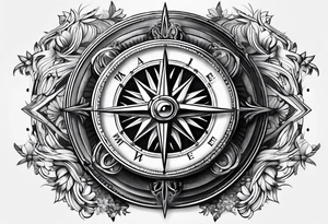 3D compass tattoo idea