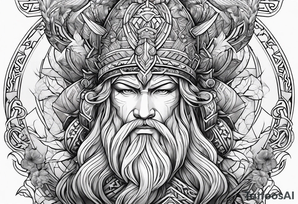 mandarin + norse mythology sleeve tattoo idea