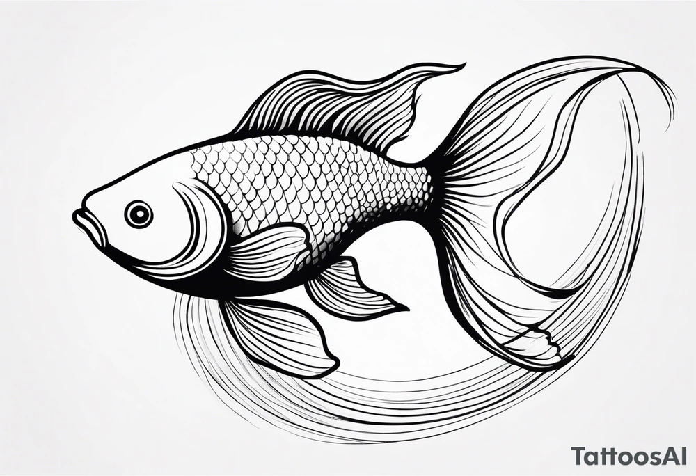 “Create a delicate tattoo of a goldfish swimming in a wave, emphasizing its flowing fins and graceful movement. tattoo idea