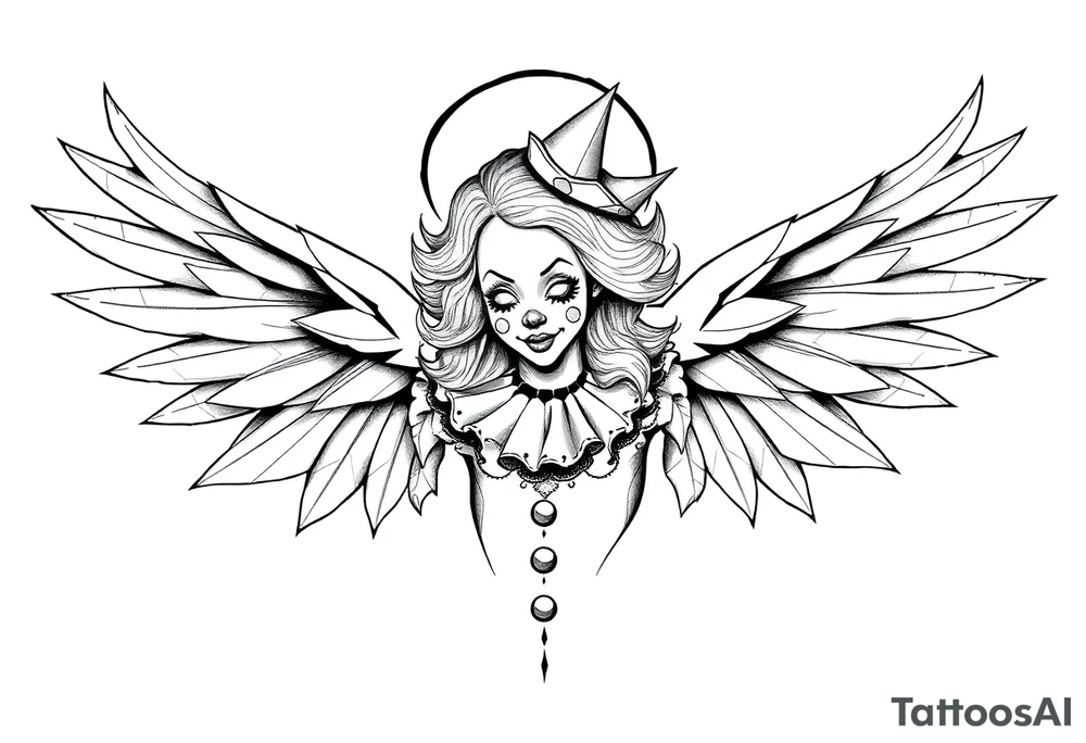 Clown Girl Angelic Wings tattoo idea