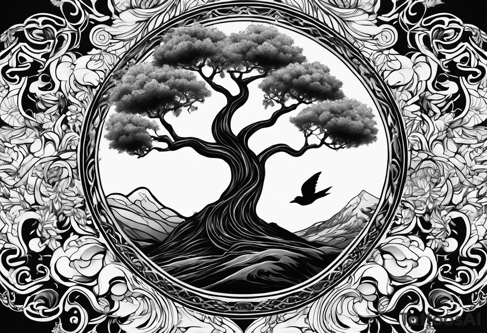 Joshua yin and yang tree tattoo idea