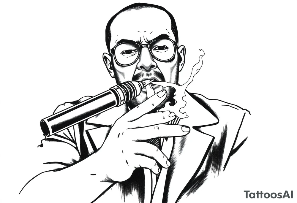 Simple American traditional style cop smoking meth tattoo idea