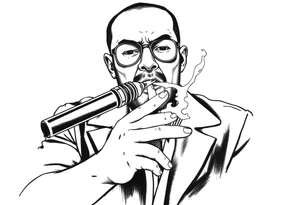 Simple American traditional style cop smoking meth tattoo idea