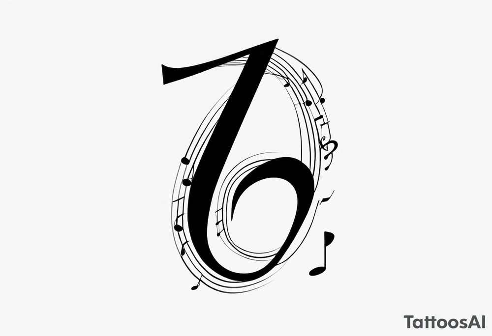 Musical notes incorporating the letters R and L tattoo idea