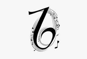 Musical notes incorporating the letters R and L tattoo idea