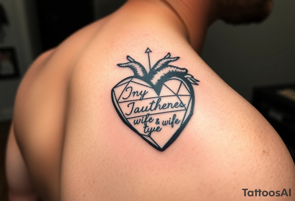 I want a tattoo for located on my left pectorial muscle that symbolizes the fact that I have a stent in how important my wife and two kids are to me. I want the geometric design to resemble a stent with the names of my two daughters and wife Tying in together to wrap around my heart tattoo idea