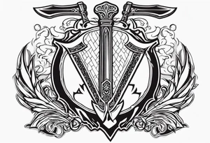 valhalla on fire battle 
sword shield axe tattoo idea