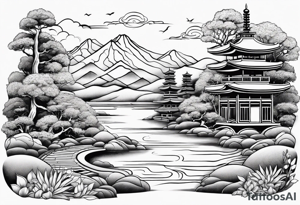 Design a tattoo based on a Japanese zen garden tattoo idea