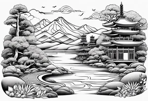 Design a tattoo based on a Japanese zen garden tattoo idea