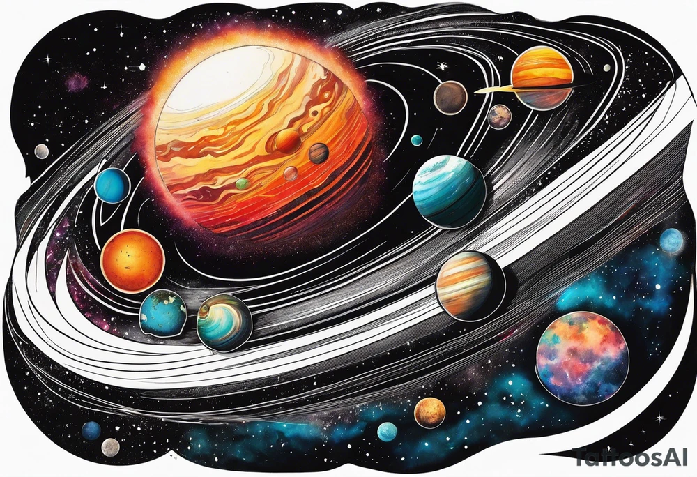 Planets orbiting a supermassive black hole tattoo idea
