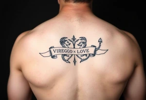 Virgo and Scorpio banner in love intertwine signs sketched tattoo idea