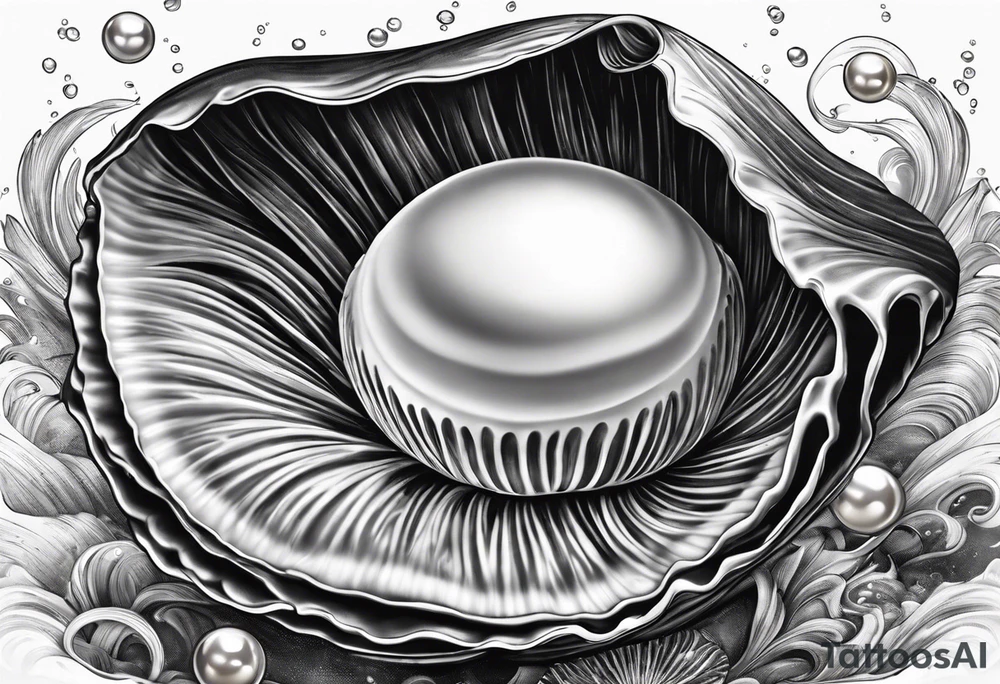 clam open with a pearl inside underwater tattoo idea