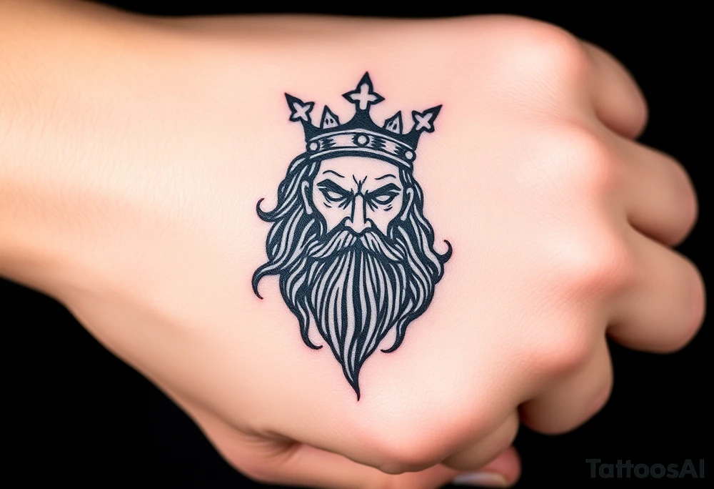 Hades Greek god with crown tattoo idea