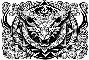 Sword shield dragon Valhalla valknut tattoo idea