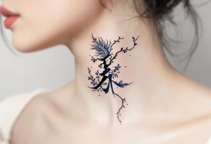 信 (xìn, “faith/trust”) in deep indigo with a bridge motif speaks of connection and reliability. tattoo idea