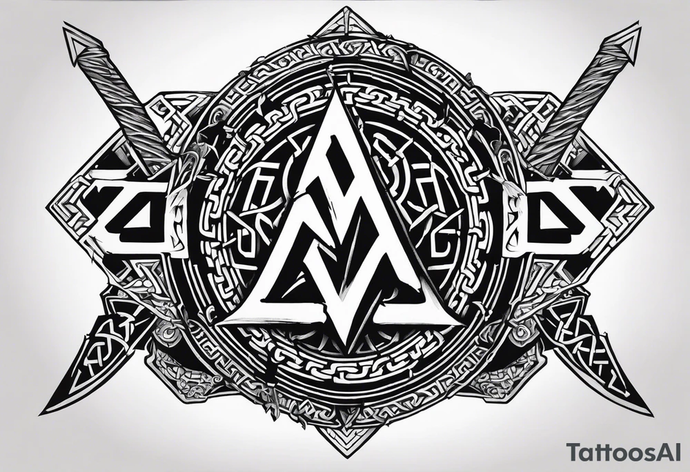 Valhalla round shield axe
Valknut barbed wire chains tattoo idea Valhalla round shield axe
Valknut barbed wire chains tattoo idea