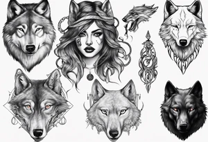 Half wolf half woman tattoo idea