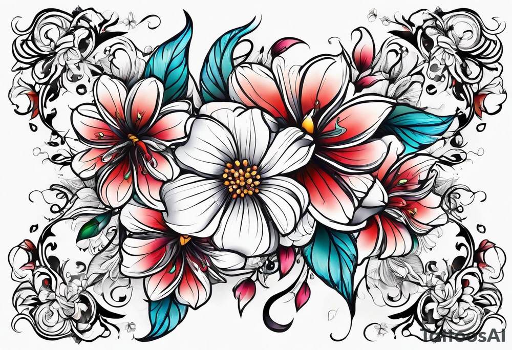 Çosmic flowers tattoo idea