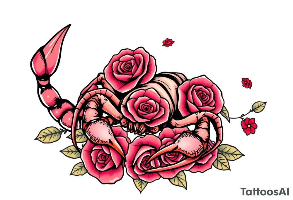 Scorpion with roses tattoo idea