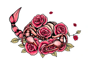 Scorpion with roses tattoo idea