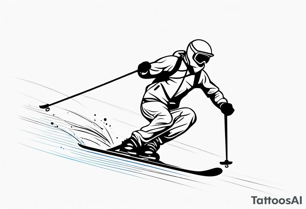 Skier in motion, single line tattoo idea