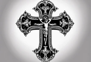 A cross with roman numerals dates tattoo idea