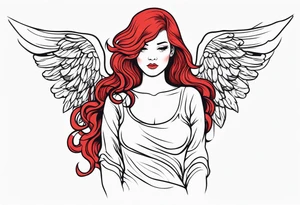 red hair angel girl full body tattoo idea