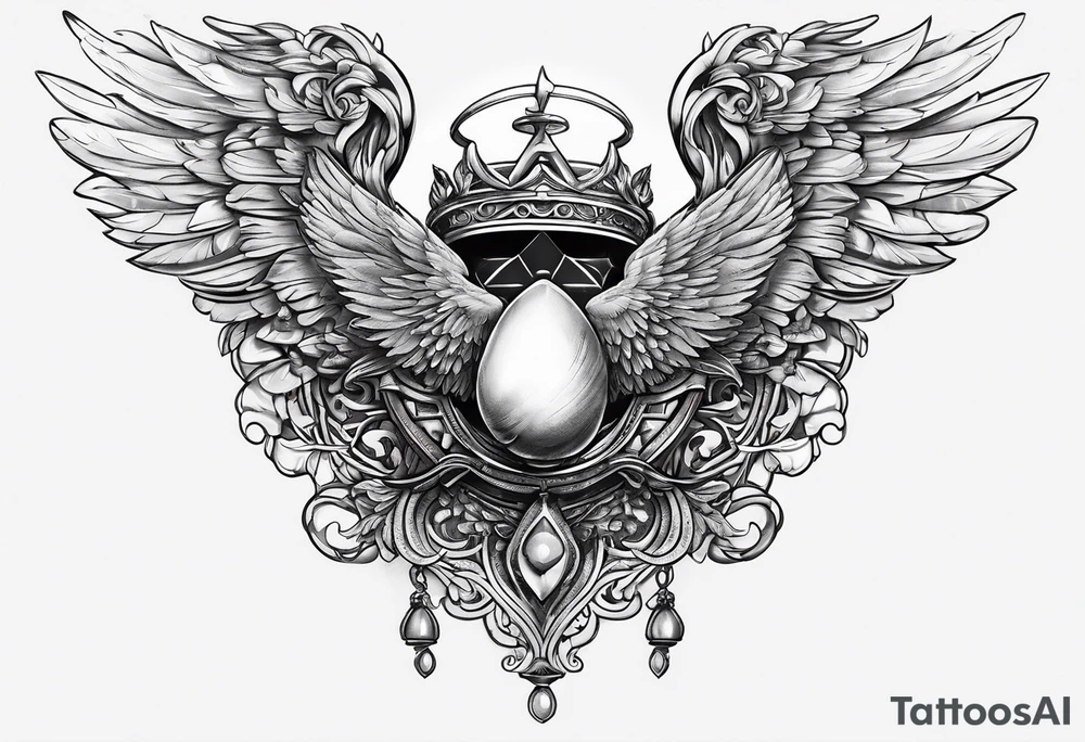 acorn with angel wings and halo tattoo idea