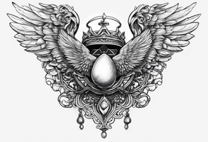 acorn with angel wings and halo tattoo idea