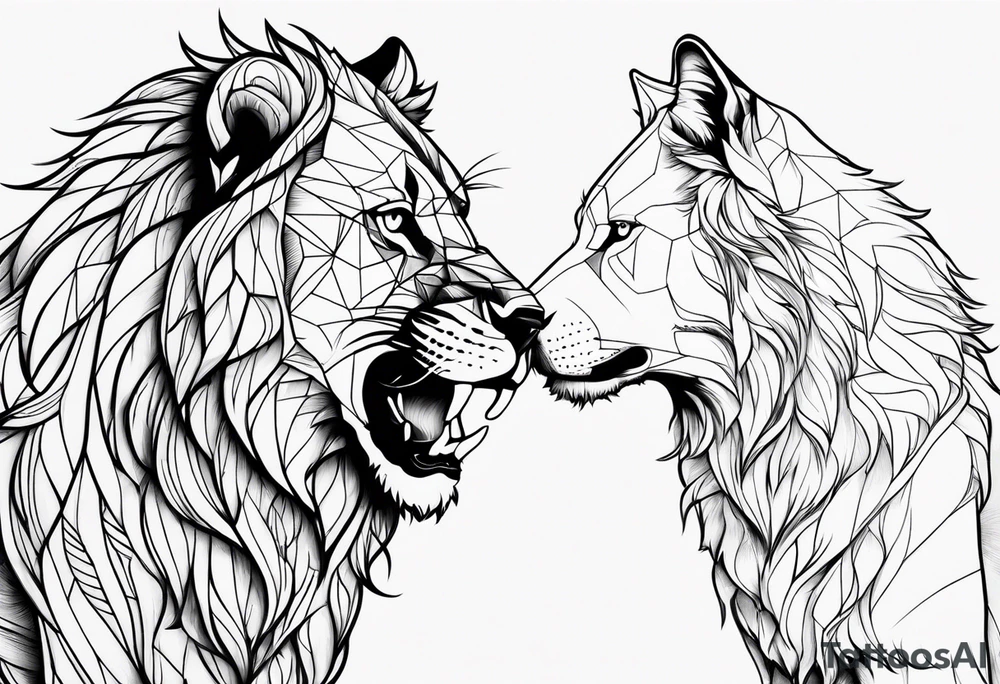 Lion vs wolf tattoo idea