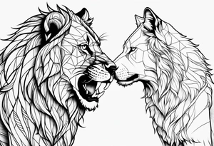 Lion vs wolf tattoo idea