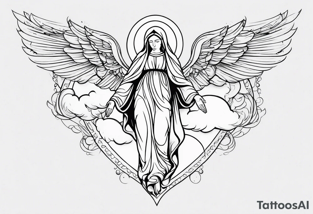 Virgin Mary skydiving tattoo idea
