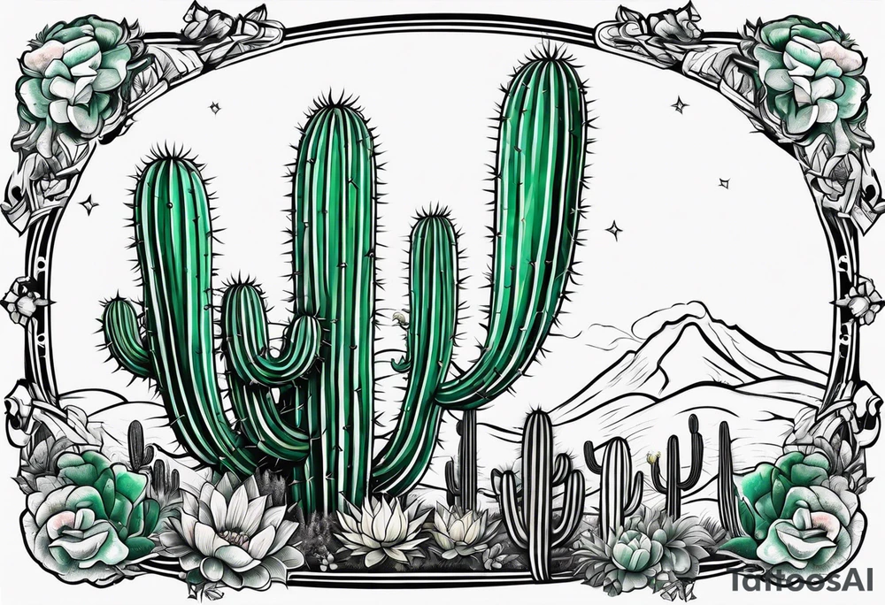 Beer bro style cactus tattoo idea
