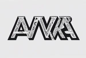 the letters A W R in the middle of a ninja headband tattoo idea
