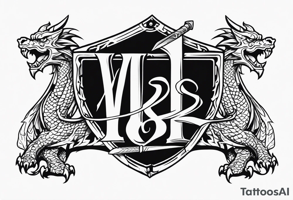 Valhalla sword shield dragon axe tattoo idea