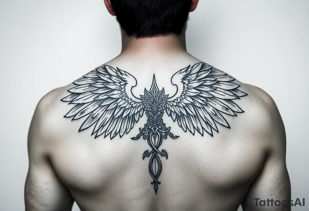ArchAngel Protection tattoo stencil for women tattoo idea