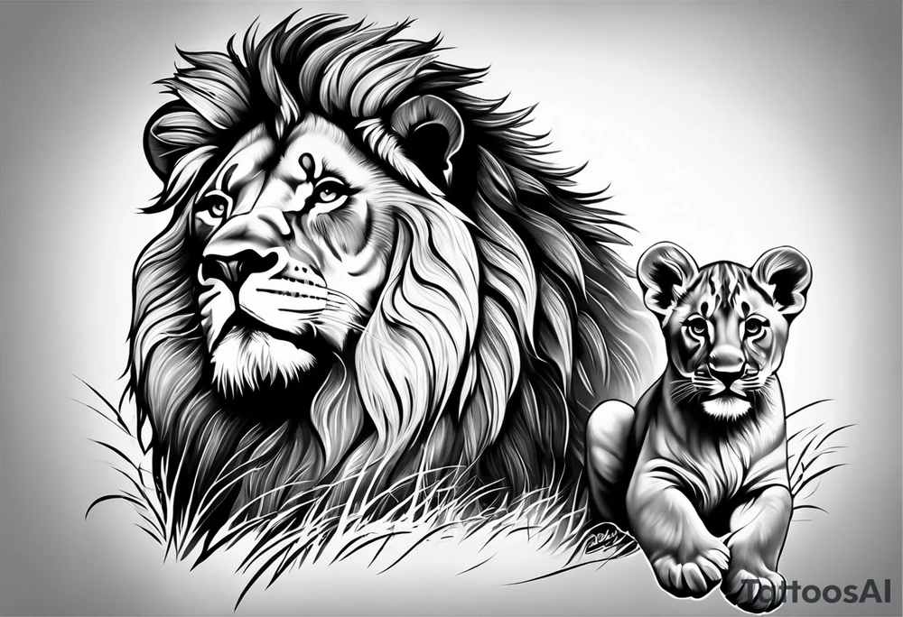 lion and cub tattoo idea