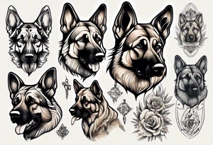German shepherd portrait tattoo idea