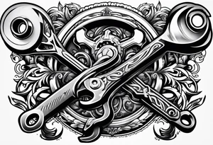 american traditional style wrench tattoo idea
