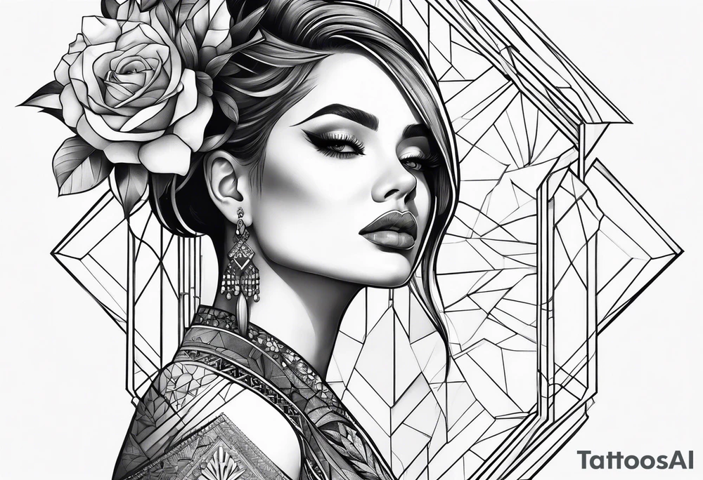 Geometric woman tattoo idea